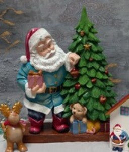 Santa Claus Figurine with Gift Boxes, Christmas Gift, Hand-Painted Sculpture, Christmas Ornaments, Chrismtas Decor, Christmas Tree Sculpture, Santa Sculpture, Santa Decor