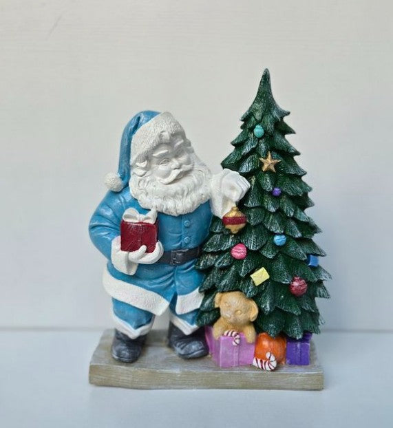 Santa Claus Figurine with Gift Boxes, Christmas Gift, Hand-Painted Sculpture, Christmas Ornaments, Chrismtas Decor, Christmas Tree Sculpture, Santa Sculpture, Santa Decor