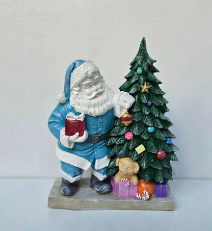 Santa Claus Figurine with Gift Boxes, Christmas Gift, Hand-Painted Sculpture, Christmas Ornaments, Chrismtas Decor, Christmas Tree Sculpture, Santa Sculpture, Santa Decor