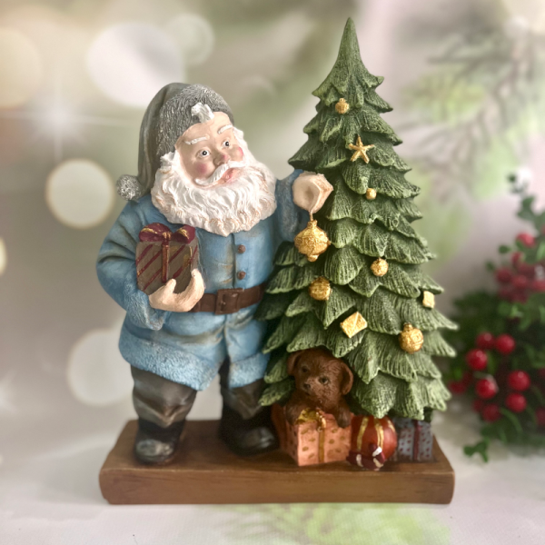 Santa Claus Figurine with Gift Boxes, Christmas Gift, Hand-Painted Sculpture, Christmas Ornaments, Chrismtas Decor, Christmas Tree Sculpture, Santa Sculpture, Santa Decor