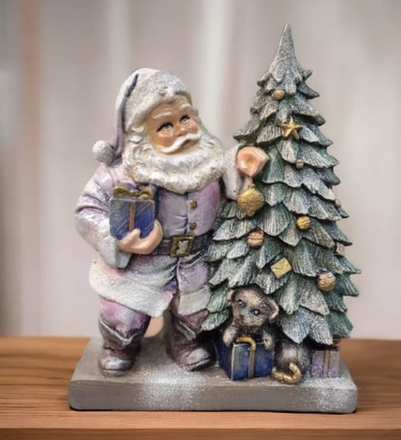 Santa Claus Figurine with Gift Boxes, Christmas Gift, Hand-Painted Sculpture, Christmas Ornaments, Chrismtas Decor, Christmas Tree Sculpture, Santa Sculpture, Santa Decor