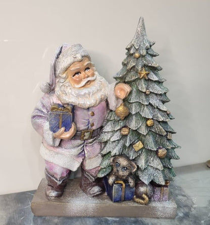 Santa Claus Figurine with Gift Boxes, Christmas Gift, Hand-Painted Sculpture, Christmas Ornaments, Chrismtas Decor, Christmas Tree Sculpture, Santa Sculpture, Santa Decor