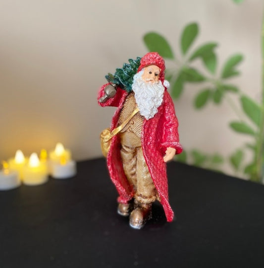 Handmade Santa Claus Statue, Christmas Home Decor, Xmas Table Decor, Vintage Noel Sculpture
