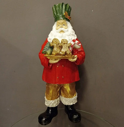 Handmade Santa Holding Cookie Decor, Christmas Decoration, Chef Statue, Holiday Cookie Figurine