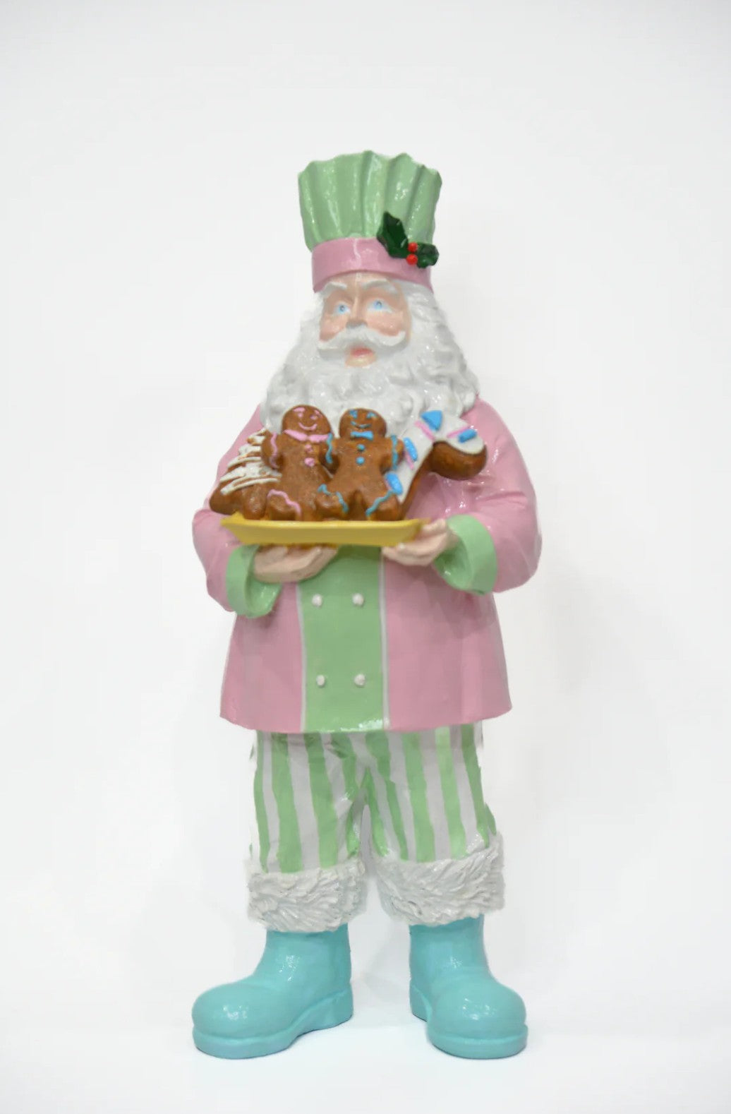 Handmade Santa Holding Cookie Decor, Christmas Decoration, Chef Statue, Holiday Cookie Figurine