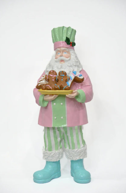 Handmade Santa Holding Cookie Decor, Christmas Decoration, Chef Statue, Holiday Cookie Figurine