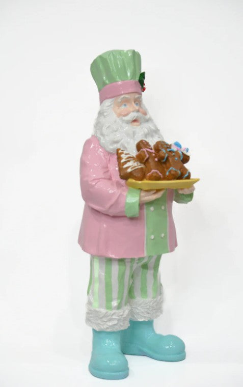 Handmade Santa Holding Cookie Decor, Christmas Decoration, Chef Statue, Holiday Cookie Figurine