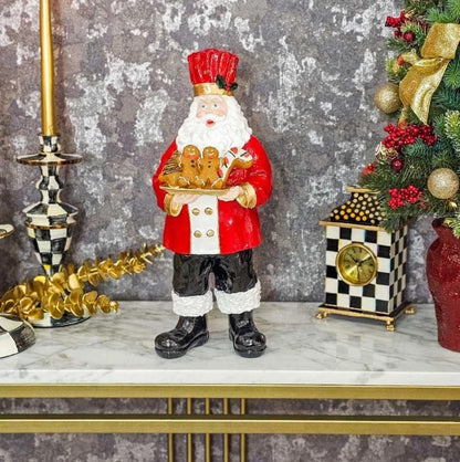 Handmade Santa Holding Cookie Decor, Christmas Decoration, Chef Statue, Holiday Cookie Figurine