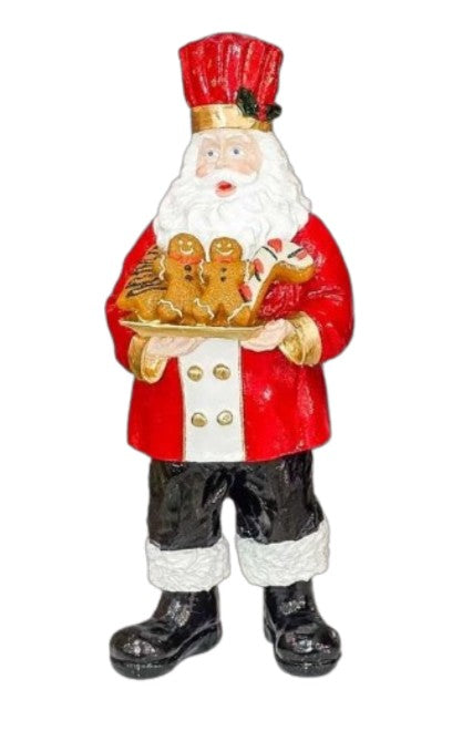 Handmade Santa Holding Cookie Decor, Christmas Decoration, Chef Statue, Holiday Cookie Figurine