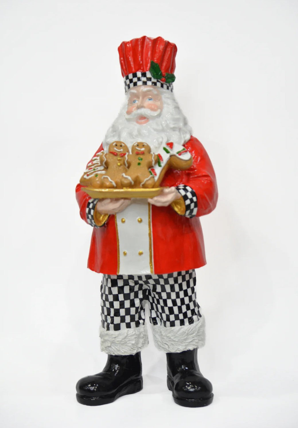 Handmade Santa Holding Cookie Decor, Christmas Decoration, Chef Statue, Holiday Cookie Figurine