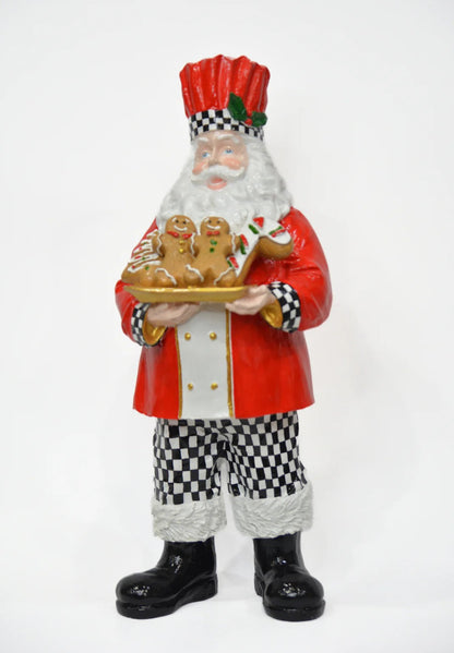 Handmade Santa Holding Cookie Decor, Christmas Decoration, Chef Statue, Holiday Cookie Figurine
