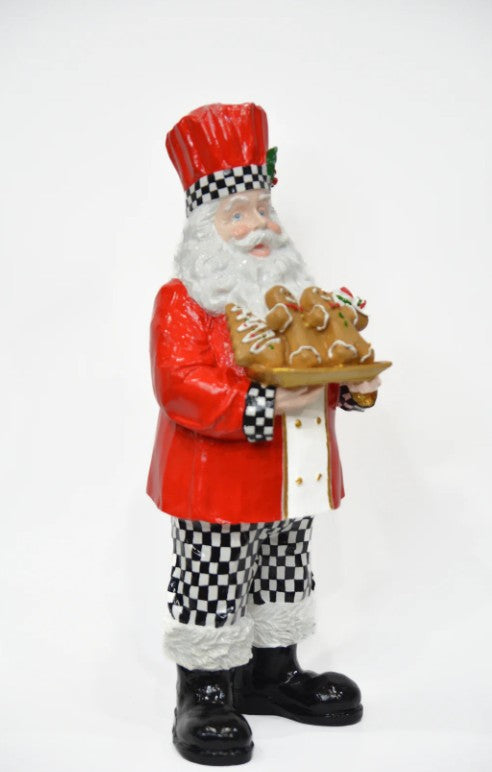 Handmade Santa Holding Cookie Decor, Christmas Decoration, Chef Statue, Holiday Cookie Figurine