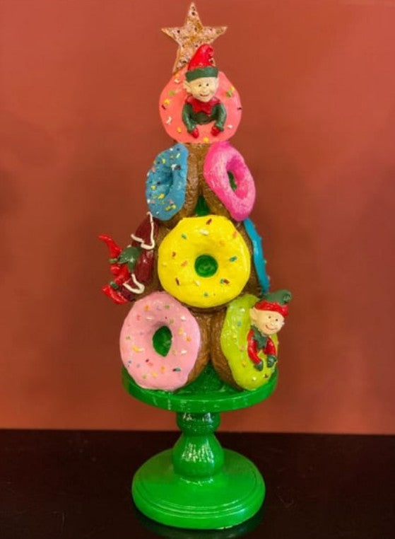 Donut Christmas Tree Decor, Handmade Donut Tree Sculpture, Handmade Donut Holiday Tree, weet Donut Christmas Tree Decor, Donut Holiday Decor