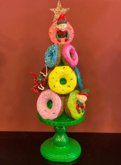 Donut Christmas Tree Decor, Handmade Donut Tree Sculpture, Handmade Donut Holiday Tree, weet Donut Christmas Tree Decor, Donut Holiday Decor
