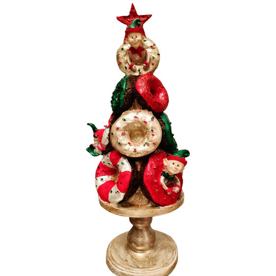 Donut Christmas Tree Decor, Handmade Donut Tree Sculpture, Handmade Donut Holiday Tree, weet Donut Christmas Tree Decor, Donut Holiday Decor
