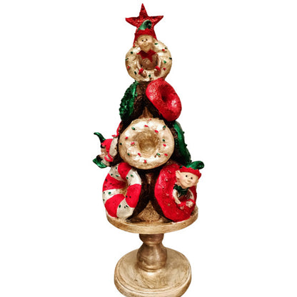 Donut Christmas Tree Decor, Handmade Donut Tree Sculpture, Handmade Donut Holiday Tree, weet Donut Christmas Tree Decor, Donut Holiday Decor