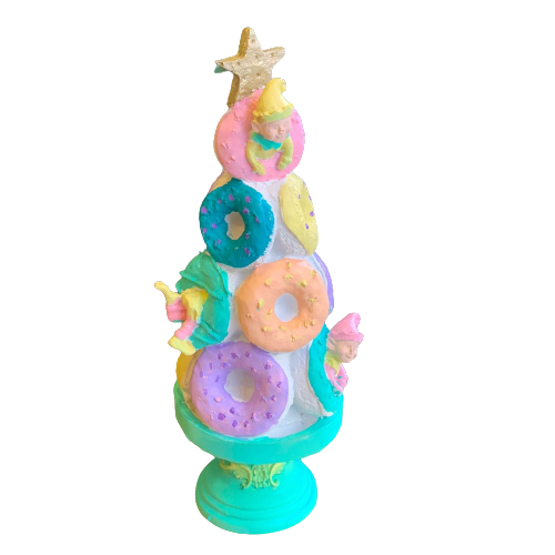 Donut Christmas Tree Decor, Handmade Donut Tree Sculpture, Handmade Donut Holiday Tree, weet Donut Christmas Tree Decor, Donut Holiday Decor