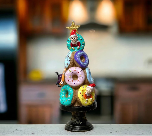 Donut Christmas Tree Decor, Handmade Donut Tree Sculpture, Handmade Donut Holiday Tree, weet Donut Christmas Tree Decor, Donut Holiday Decor