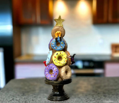 Donut Christmas Tree Decor, Handmade Donut Tree Sculpture, Handmade Donut Holiday Tree, weet Donut Christmas Tree Decor, Donut Holiday Decor