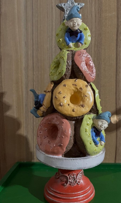 Donut Christmas Tree Decor, Handmade Donut Tree Sculpture, Handmade Donut Holiday Tree, weet Donut Christmas Tree Decor, Donut Holiday Decor