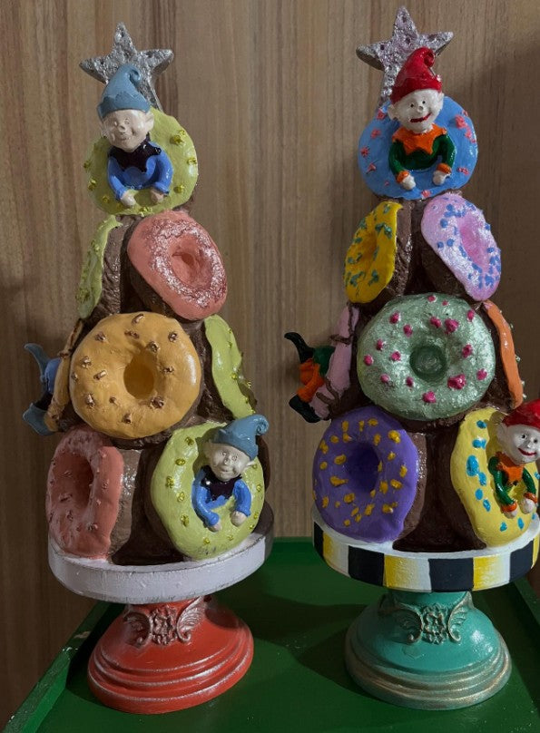 Donut Christmas Tree Decor, Handmade Donut Tree Sculpture, Handmade Donut Holiday Tree, weet Donut Christmas Tree Decor, Donut Holiday Decor