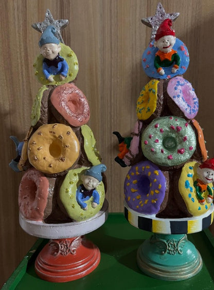 Donut Christmas Tree Decor, Handmade Donut Tree Sculpture, Handmade Donut Holiday Tree, weet Donut Christmas Tree Decor, Donut Holiday Decor