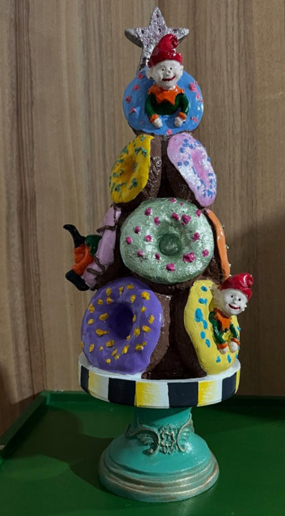 Donut Christmas Tree Decor, Handmade Donut Tree Sculpture, Handmade Donut Holiday Tree, weet Donut Christmas Tree Decor, Donut Holiday Decor