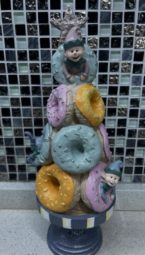 Donut Christmas Tree Decor, Handmade Donut Tree Sculpture, Handmade Donut Holiday Tree, weet Donut Christmas Tree Decor, Donut Holiday Decor