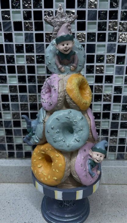 Donut Christmas Tree Decor, Handmade Donut Tree Sculpture, Handmade Donut Holiday Tree, weet Donut Christmas Tree Decor, Donut Holiday Decor