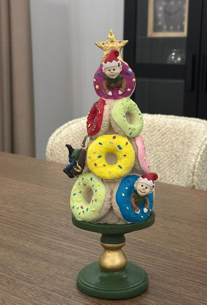 Donut Christmas Tree Decor, Handmade Donut Tree Sculpture, Handmade Donut Holiday Tree, weet Donut Christmas Tree Decor, Donut Holiday Decor