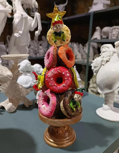 Donut Christmas Tree Decor, Handmade Donut Tree Sculpture, Handmade Donut Holiday Tree, weet Donut Christmas Tree Decor, Donut Holiday Decor