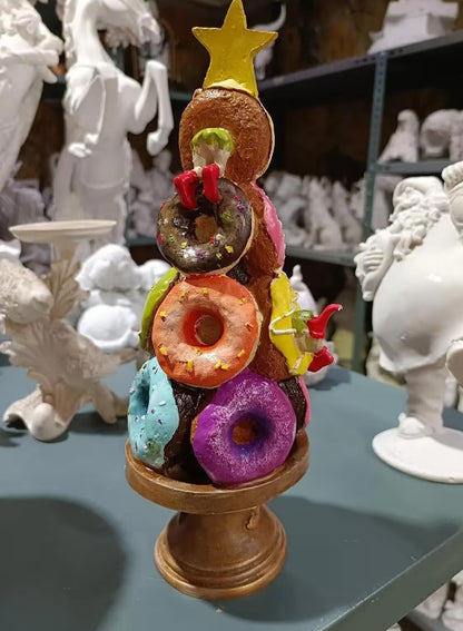 Donut Christmas Tree Decor, Handmade Donut Tree Sculpture, Handmade Donut Holiday Tree, weet Donut Christmas Tree Decor, Donut Holiday Decor