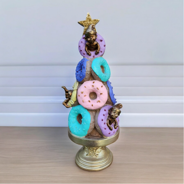 Donut Christmas Tree Decor, Handmade Donut Tree Sculpture, Handmade Donut Holiday Tree, weet Donut Christmas Tree Decor, Donut Holiday Decor