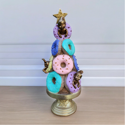 Donut Christmas Tree Decor, Handmade Donut Tree Sculpture, Handmade Donut Holiday Tree, weet Donut Christmas Tree Decor, Donut Holiday Decor