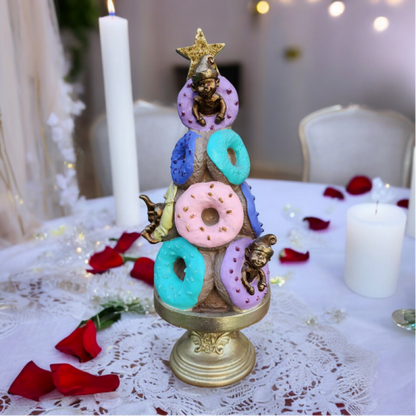 Donut Christmas Tree Decor, Handmade Donut Tree Sculpture, Handmade Donut Holiday Tree, weet Donut Christmas Tree Decor, Donut Holiday Decor
