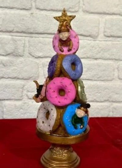 Donut Christmas Tree Decor, Handmade Donut Tree Sculpture, Handmade Donut Holiday Tree, weet Donut Christmas Tree Decor, Donut Holiday Decor