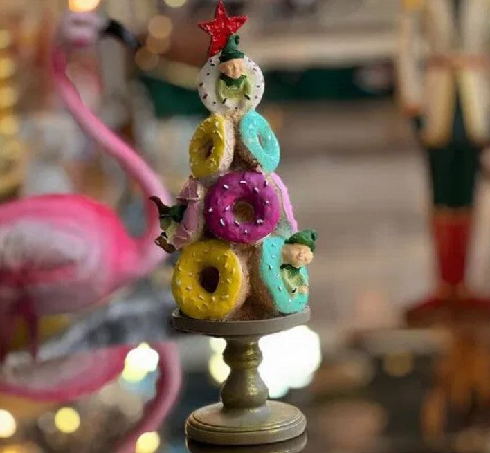 Donut Christmas Tree Decor, Handmade Donut Tree Sculpture, Handmade Donut Holiday Tree, weet Donut Christmas Tree Decor, Donut Holiday Decor