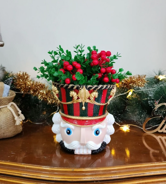 Christmas Nutcracker Pot Vase, Nutcracker Vase Planter, Nutcracker Planter, Nutcracker Vase, Holiday Nutcracker Pot Vase