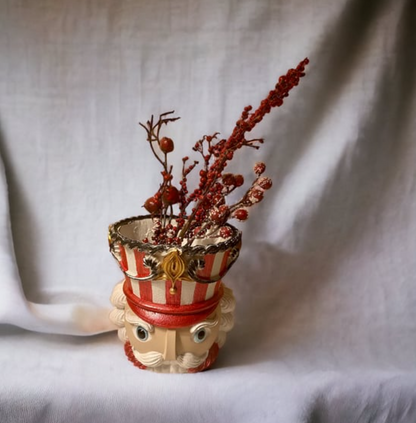 Christmas Nutcracker Pot Vase, Nutcracker Vase Planter, Nutcracker Planter, Nutcracker Vase, Holiday Nutcracker Pot Vase