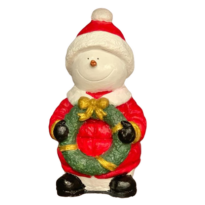 Handmade Christmas Snowman, Christmas Figurine Statue, Winter Holiday Ornament, Festive Home Decor