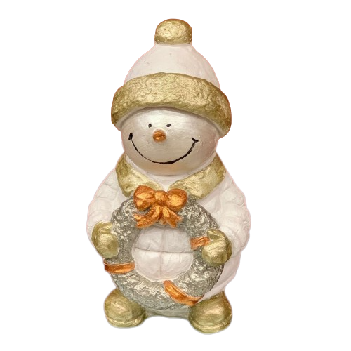 Handmade Christmas Snowman, Christmas Figurine Statue, Winter Holiday Ornament, Festive Home Decor