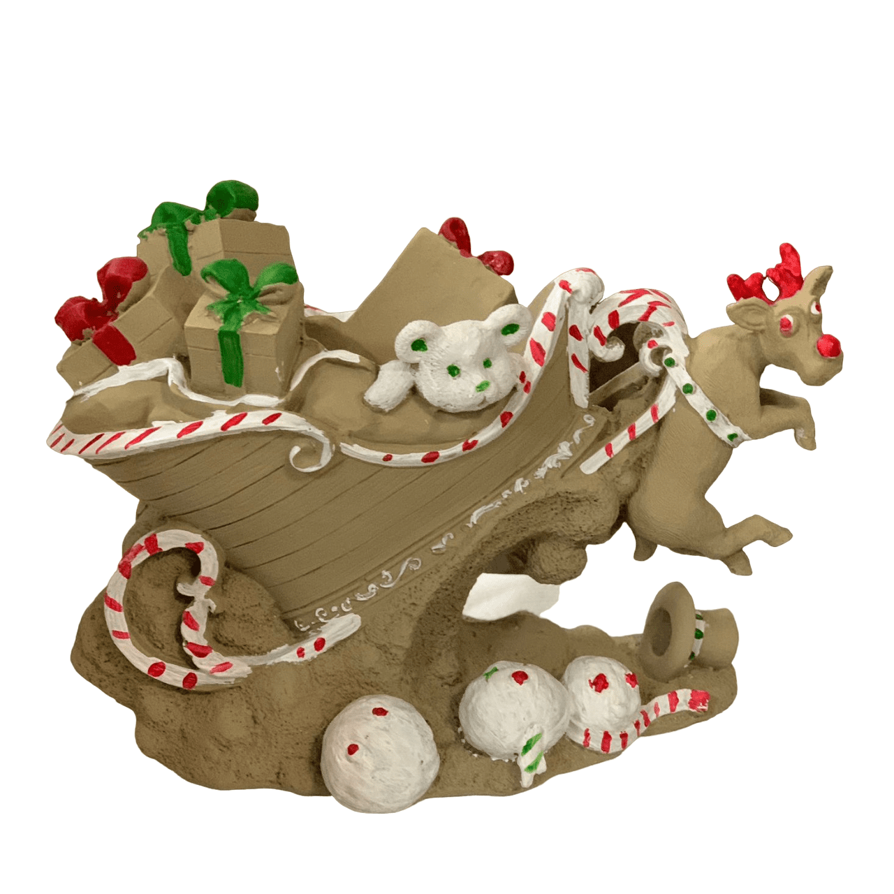 Sleigh and Deer Decor, Reindeer Sleigh Decorative Statue, Santa Sleigh with Deer Figurine, Reindeer Sleigh Statue, Sleigh with Deer Statue