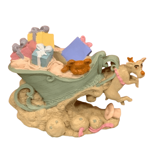 Sleigh and Deer Decor, Reindeer Sleigh Decorative Statue, Santa Sleigh with Deer Figurine, Reindeer Sleigh Statue, Sleigh with Deer Statue