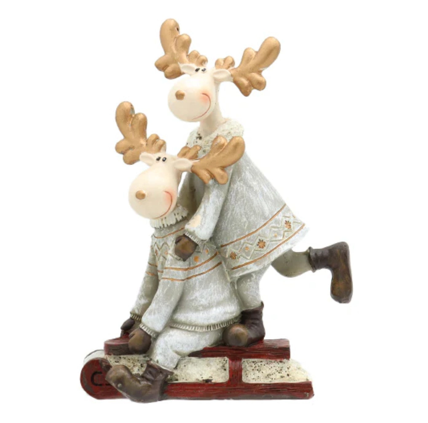 Christmas Deer Decor, Holiday Reindeer Figurine, Handmade Reindeer Couple Statue, Noel Sculpture