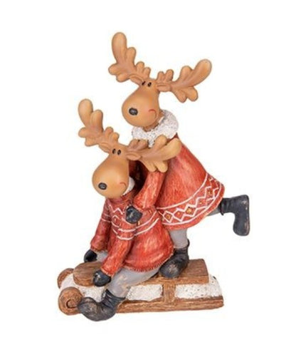 Christmas Deer Decor, Holiday Reindeer Figurine, Handmade Reindeer Couple Statue, Noel Sculpture