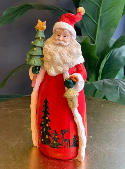 Handmade Santa Claus Decor, Christmas Figurine, Festive Table Accent, Xmas with Tree Statue