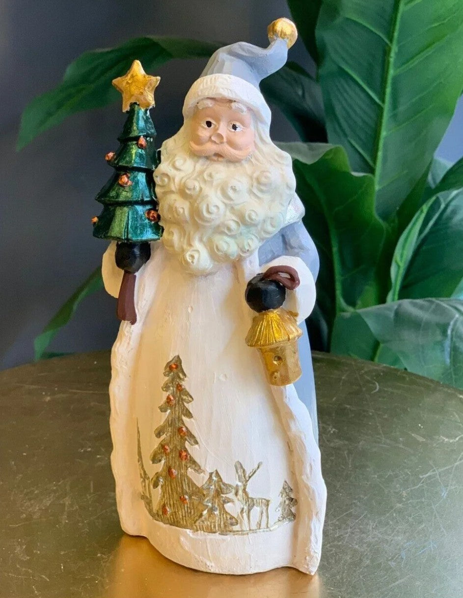 Handmade Santa Claus Decor, Christmas Figurine, Festive Table Accent, Xmas with Tree Statue