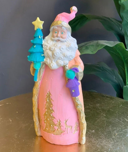 Handmade Santa Claus Decor, Christmas Figurine, Festive Table Accent, Xmas with Tree Statue