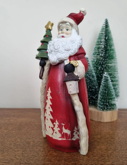 Handmade Santa Claus Decor, Christmas Figurine, Festive Table Accent, Xmas with Tree Statue