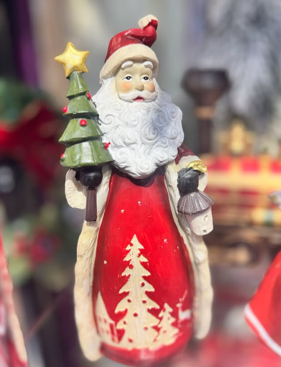 Handmade Santa Claus Decor, Christmas Figurine, Festive Table Accent, Xmas with Tree Statue